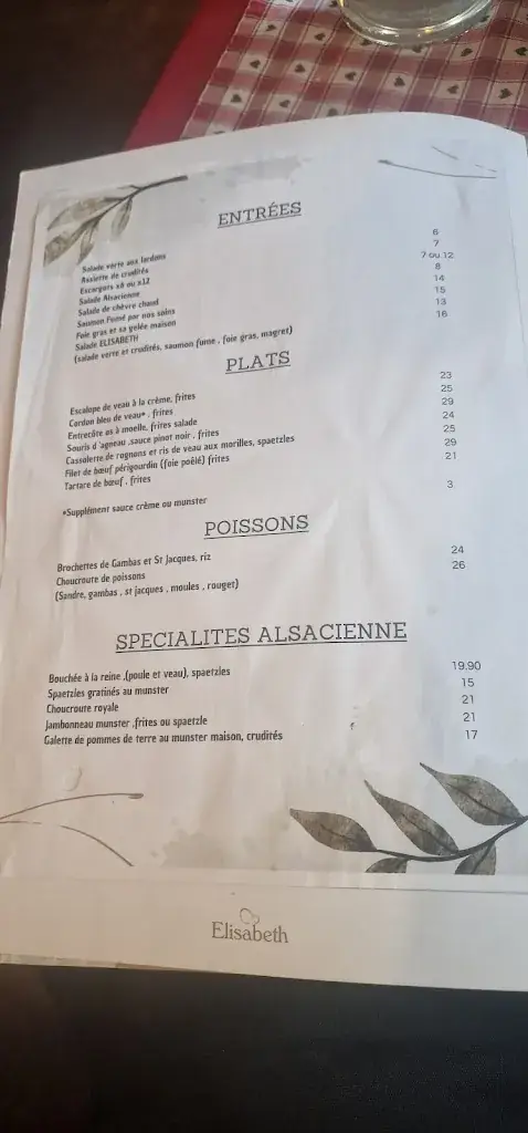 Menu_Hôtel Restaurant Elisabeth - La Vancelle_Vancelle_image_3