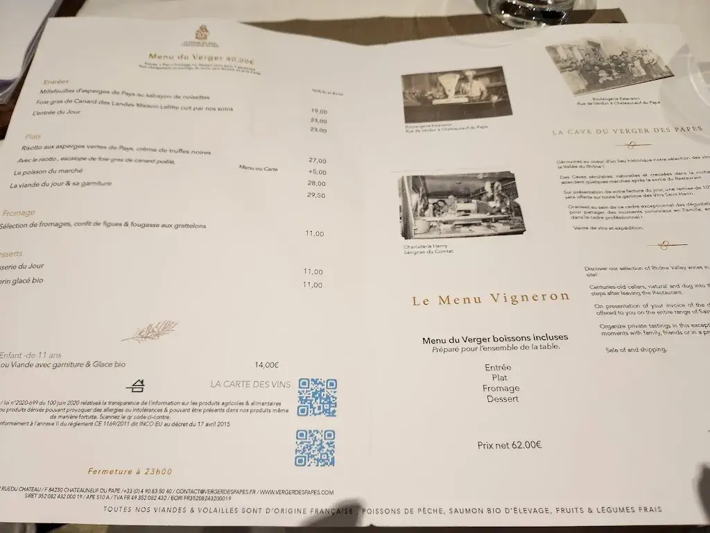 Menu_Le Verger des Papes_Châteauneuf-du-Pape_image_1
