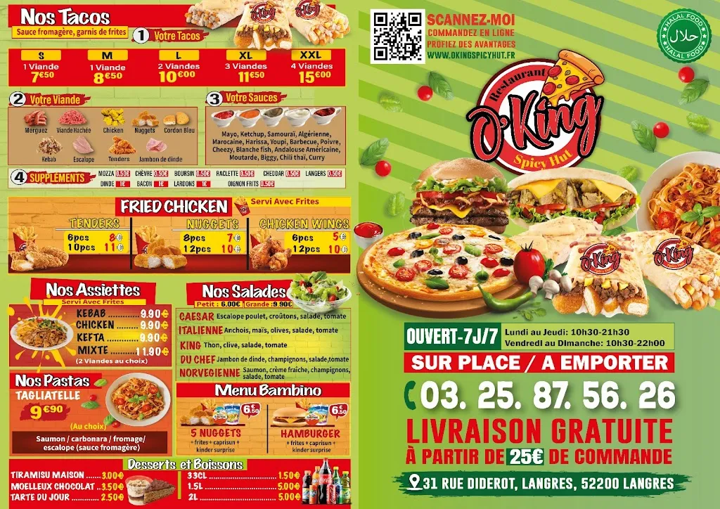 Menu_O'King spicy Hut- Indien_Langres_image_1