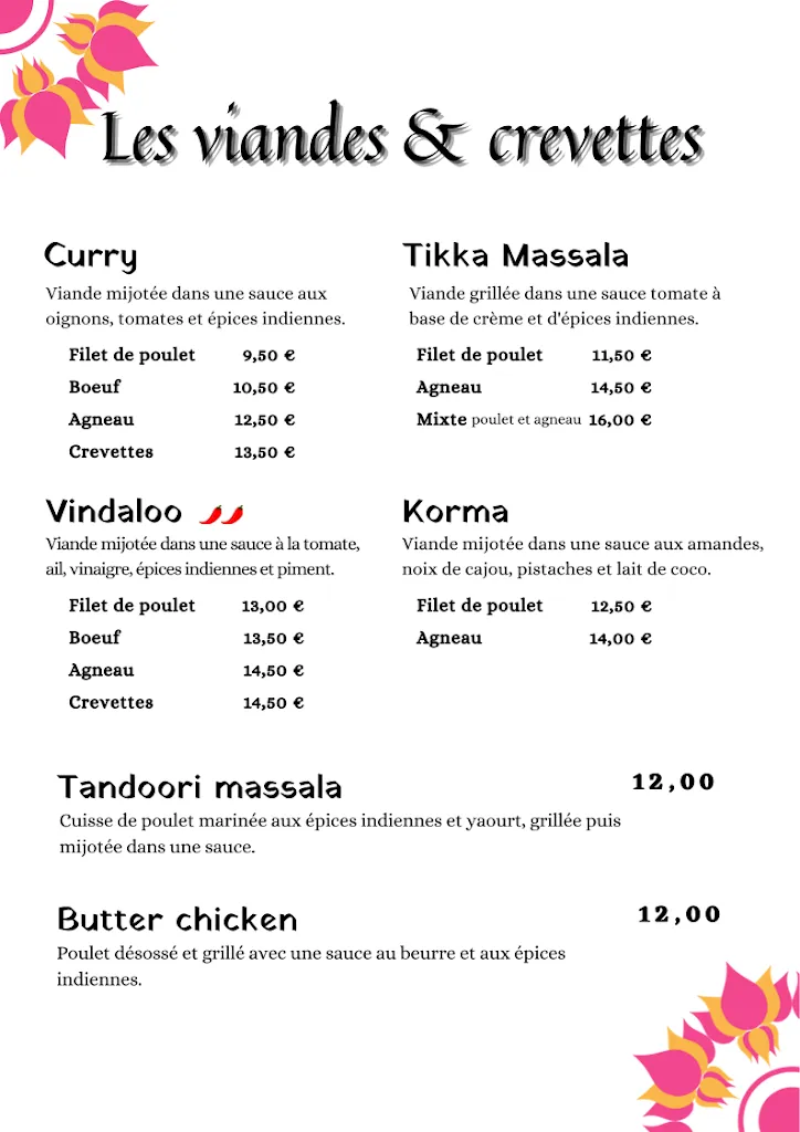 Menu_Restaurant indien | SING Cuisine Indienne_Lutterbach_image_2