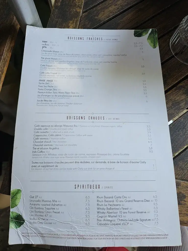 Menu_Café des Marronniers_Paris_image_1