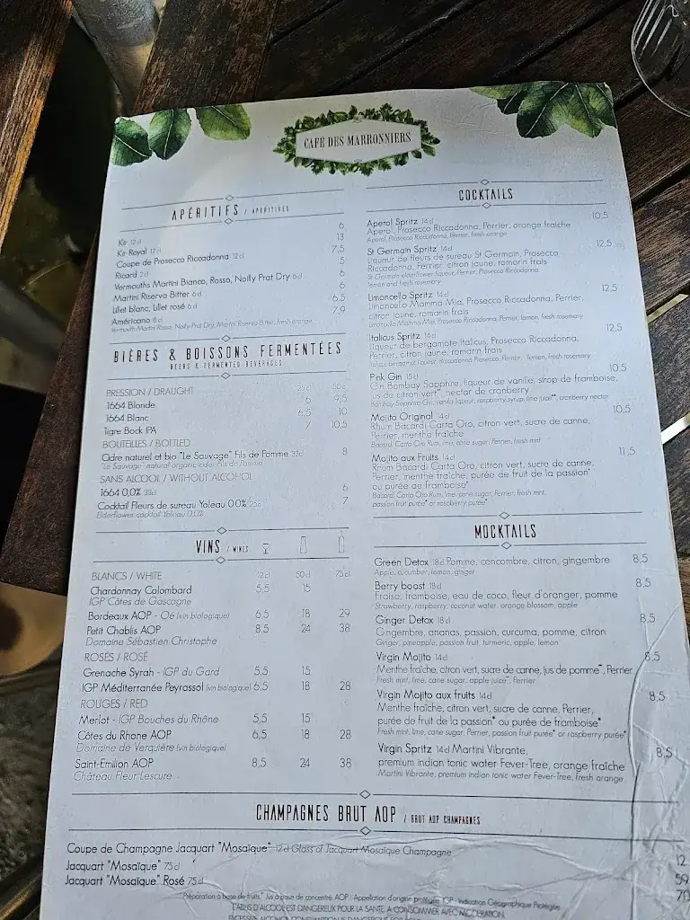 Menu_Café des Marronniers_Paris_image_4
