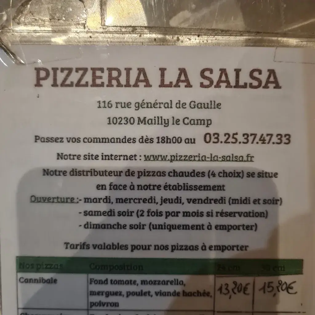 Menu_Pizzeria La Salsa + distributeur de pizzas 24h/24, 7j/7_Mailly-le-Camp_image_1