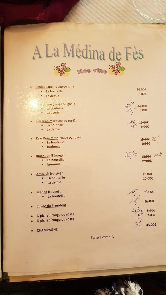 Menu_Restaurant A la Médina de Fes_Maizières-lès-Metz_image_2