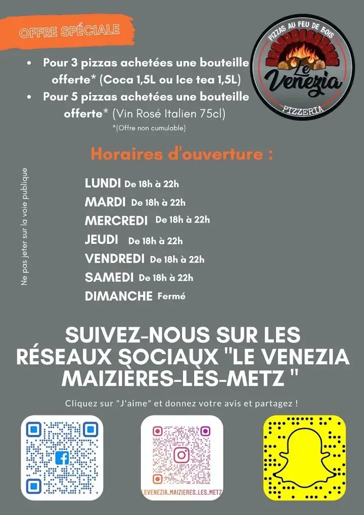 Menu_LE VENEZIA MAIZIERES LES METZ pizza au feu de bois_Maizières-lès-Metz_image_3