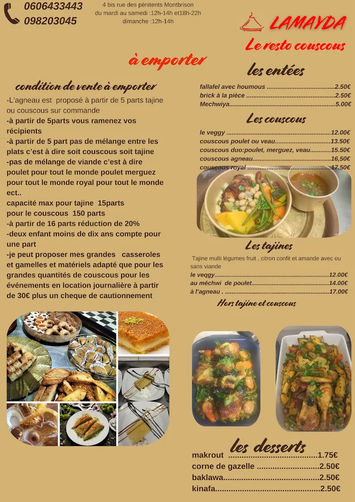 Menu_LAMAYDA Le resto couscous_Montbrison_image_2