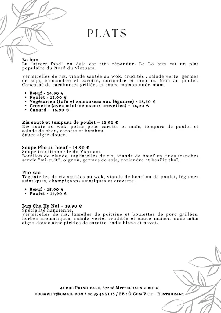 Menu_Restaurant Ô'Com Viet - Mittelhausbergen_Mittelhausbergen_image_1