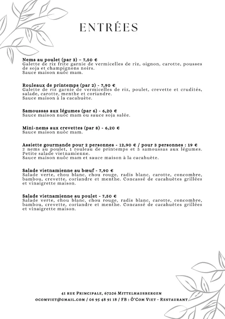 Menu_Restaurant Ô'Com Viet - Mittelhausbergen_Mittelhausbergen_image_2