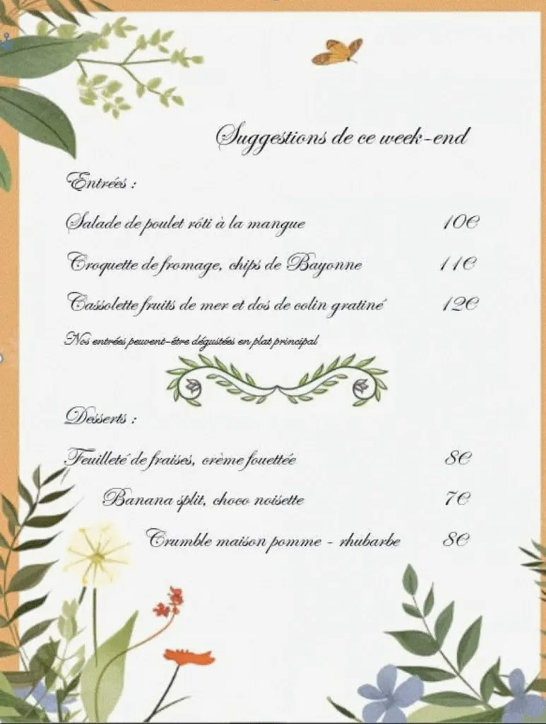 Menü_Restaurant Chambres d'hôtes Monthermé chez Many_Monthermé_Bild_1