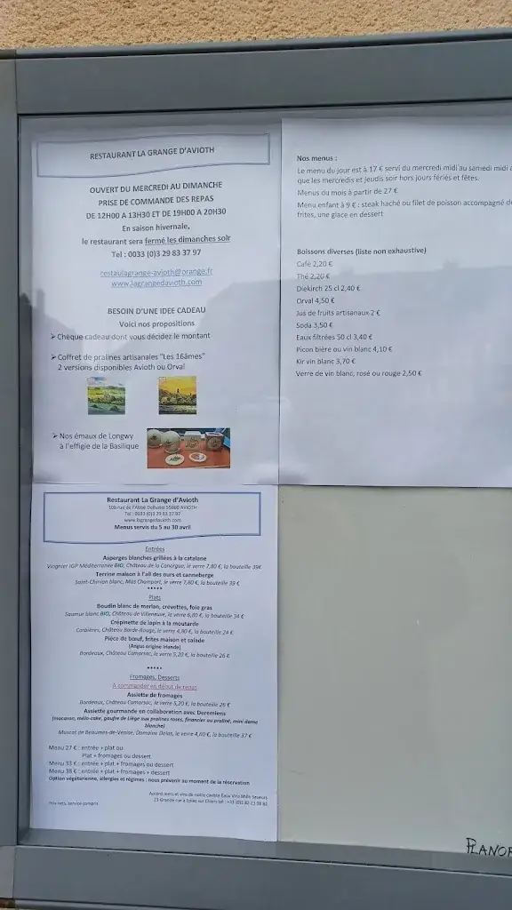 Menu_Restaurant La Grange_Avioth_image_3