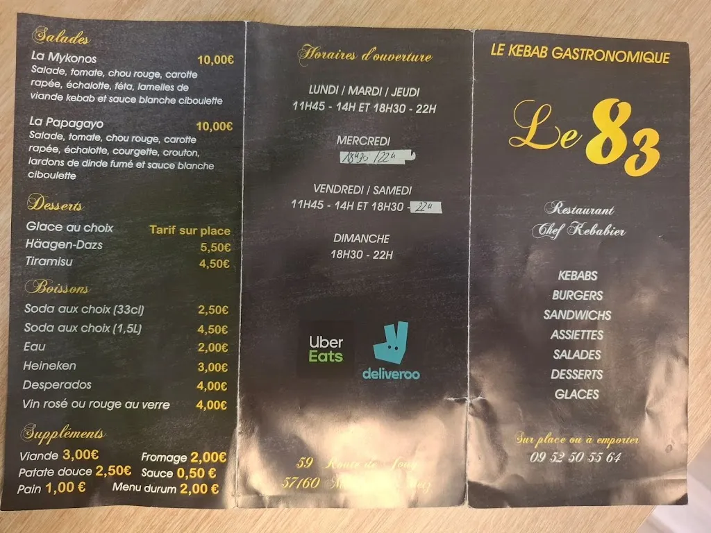 Menu_Kebab Le 83 restaurant_Moulins-lès-Metz_image_1
