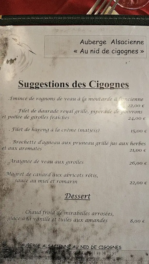 Menu_Restaurant Au Nid de Cigognes_Mutzig_image_1