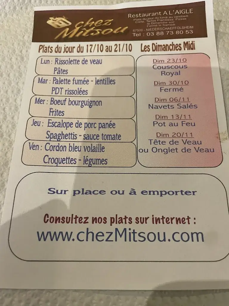 Menu_Restaurant À l'Aigle_Niederschaeffolsheim_image_1