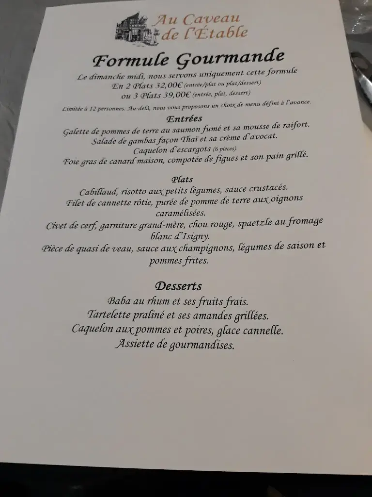 Menü_Au Caveau de l'Etable_Niederbronn-les-Bains_Bild_1