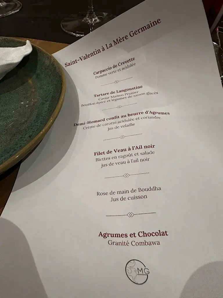 Menu_Restaurant La Mère Germaine_Châteauneuf-du-Pape_image_1