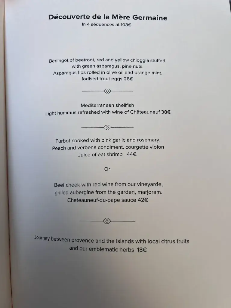 Menu_Restaurant La Mère Germaine_Châteauneuf-du-Pape_image_3