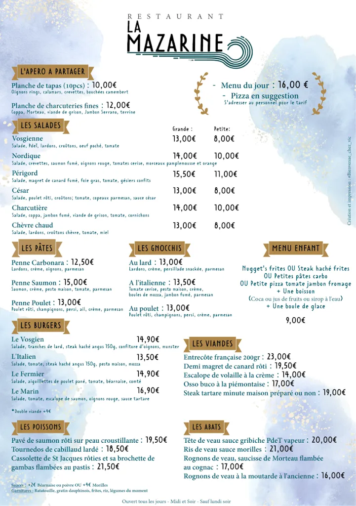 Menu_La Mazarine_Neufchâteau_immagine_1