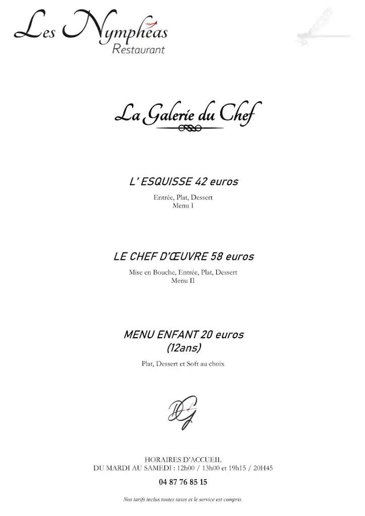 Menu_Les Nymphéas Restaurant · Chasse-Sur-Rhône_Chasse-sur-Rhône_image_3