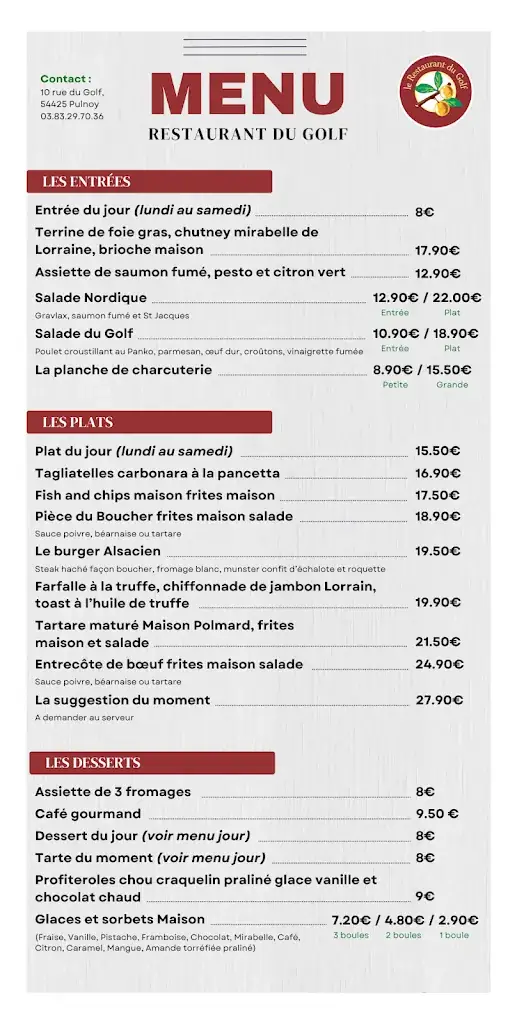 Menu_Restaurant du Golf du Grand Nancy Pulnoy_Pulnoy_image_1