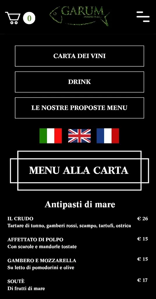 Menu_Garum Pompei - Ristorante - Enoteca_Italy_image_1