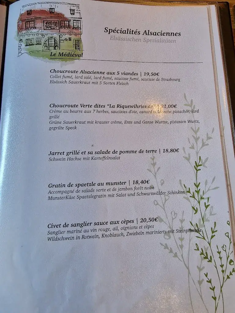 Menu_Restaurant le Médiéval à Riquewihr_Riquewihr_immagine_2