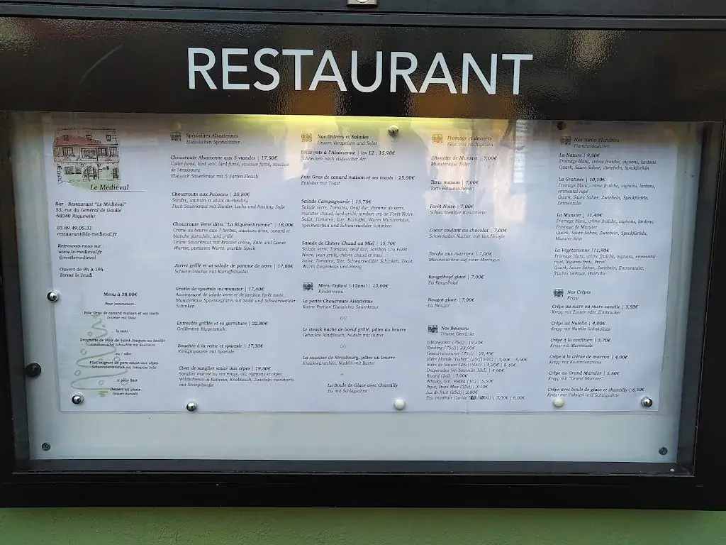 Menu_Restaurant le Médiéval à Riquewihr_Riquewihr_immagine_4