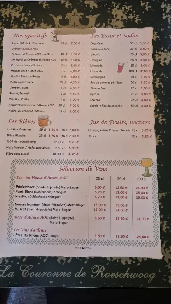 Menu_La Couronne de Roeschwoog - Flammkueche Restaurant_Rœschwoog_image_1