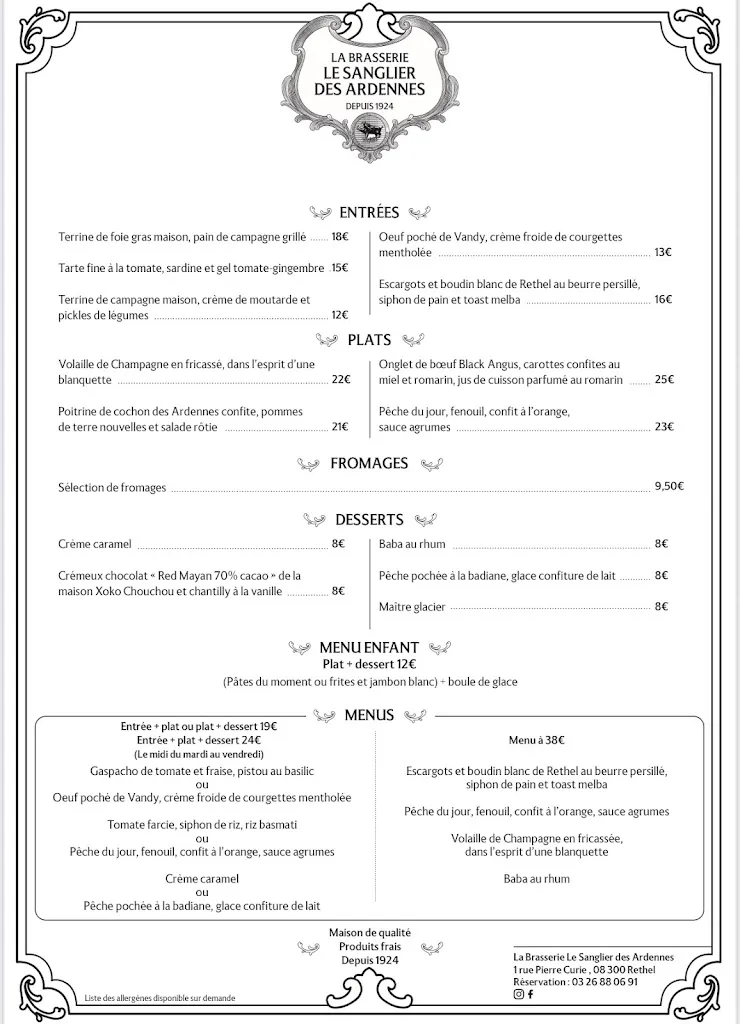 Menu_Brasserie Le sanglier des Ardennes_Rethel_image_1