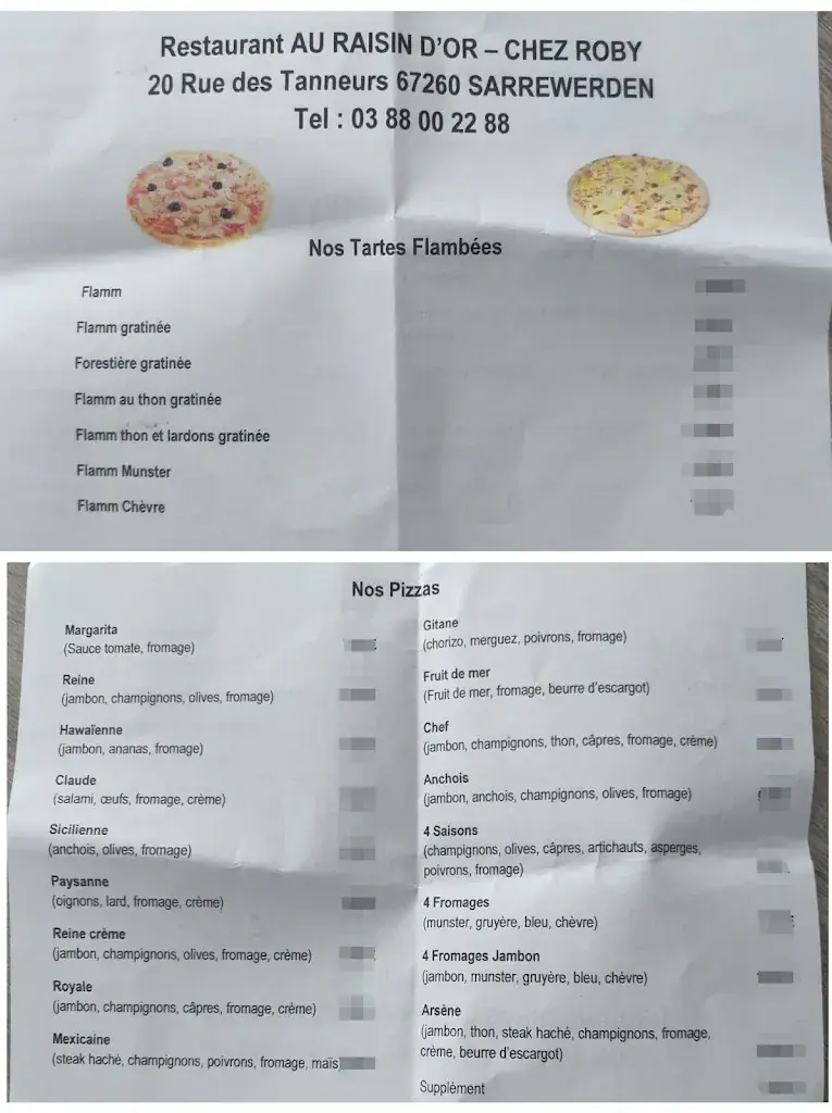 Menu_Café-Restaurant Raisin d'Or_Sarrewerden_image_1