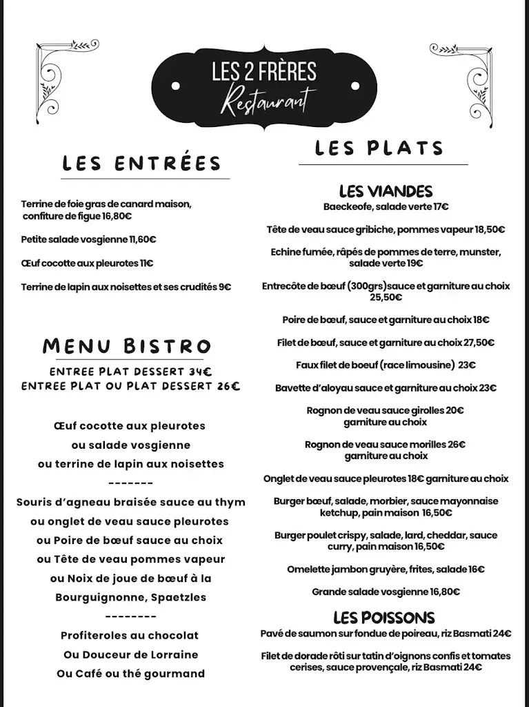 Menu_Restaurant Traiteur Les 2 Frères | Saulcy-sur-Meurthe_Saulcy-sur-Meurthe_image_1