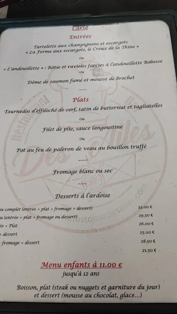 Menu_Restaurant Bar Des Ailes_Albon_image_2