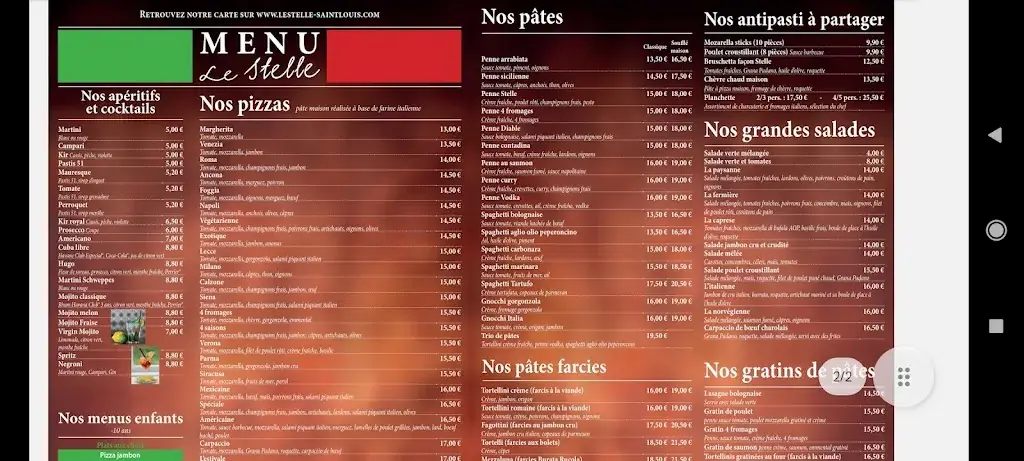 Menu_Le Stelle_Saint-Louis_image_1