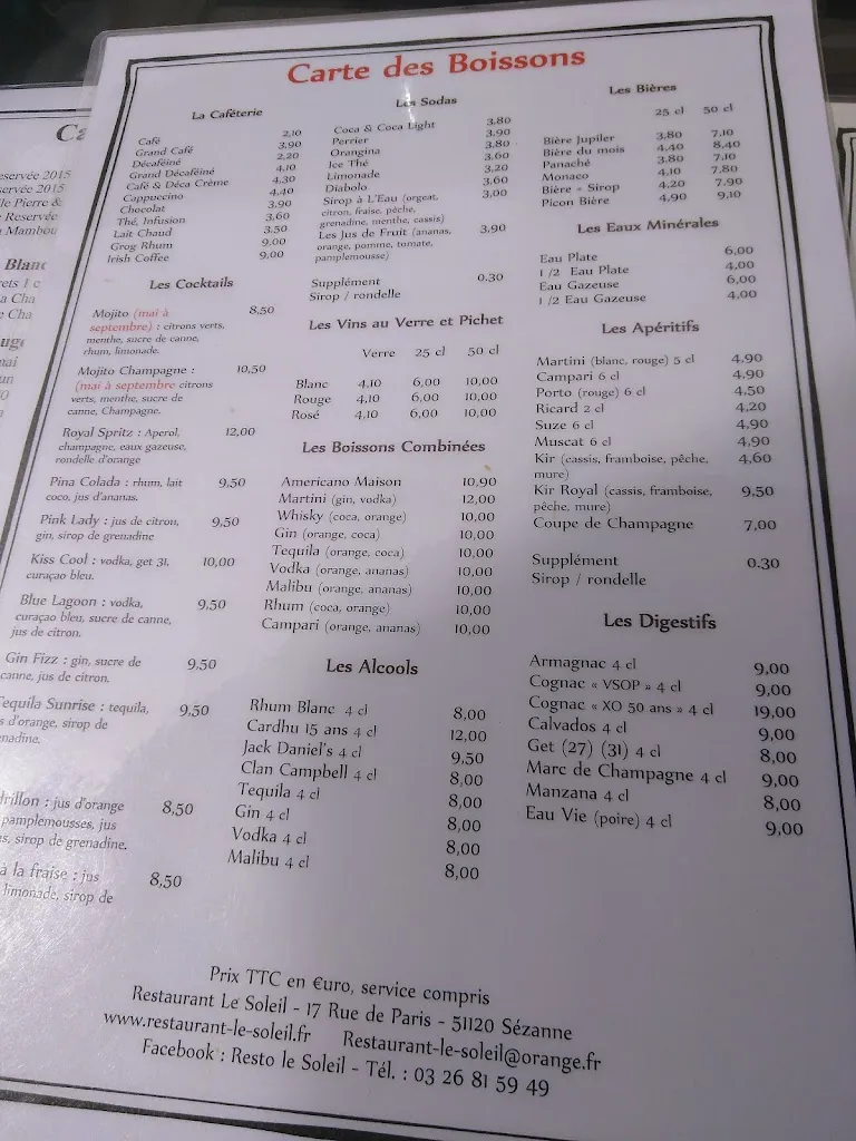 Menu_Le Restaurant le Soleil_Sézanne_image_1