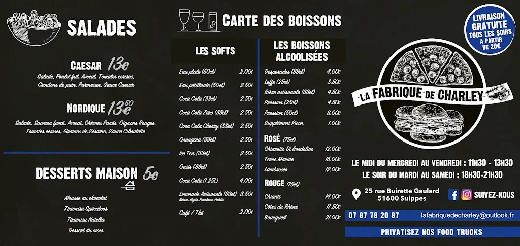 Menu_La Fabrique De Charley Restaurant et distributeur à pizzas_Suippes_image_2