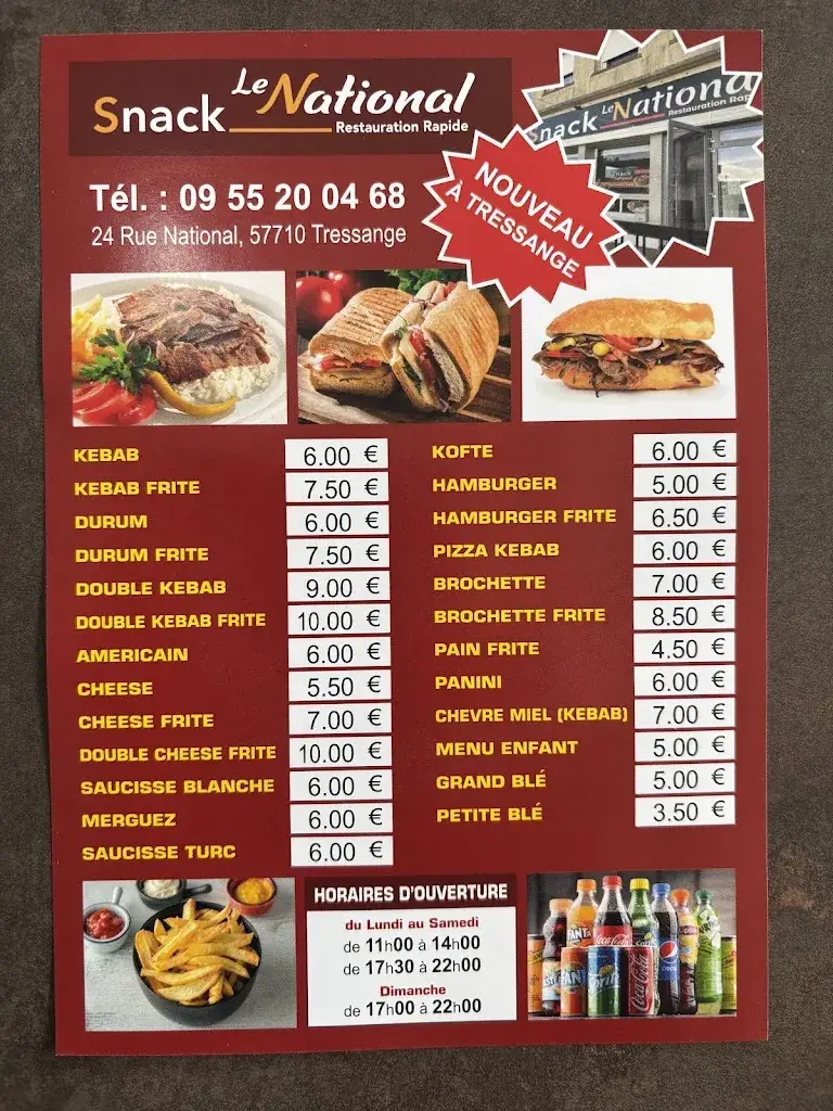 Menu_Snack le national_Tressange_image_1
