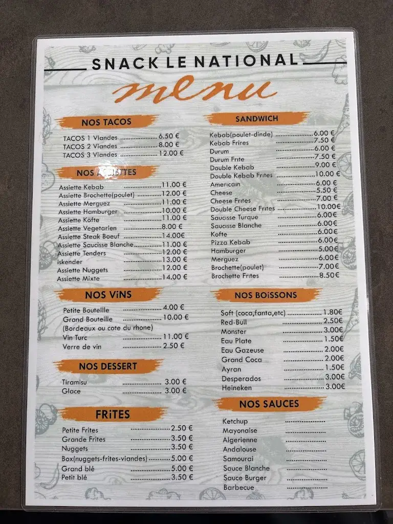 Menu_Snack le national_Tressange_image_2