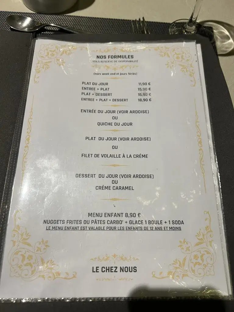 Menu_Le Chez Nous Verdun_Verdun_image_1