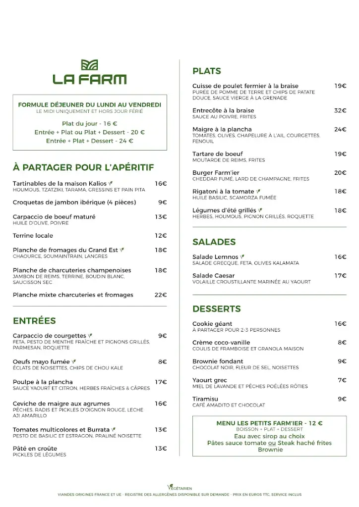Menu_Restaurant La Farm_Livre_image_1