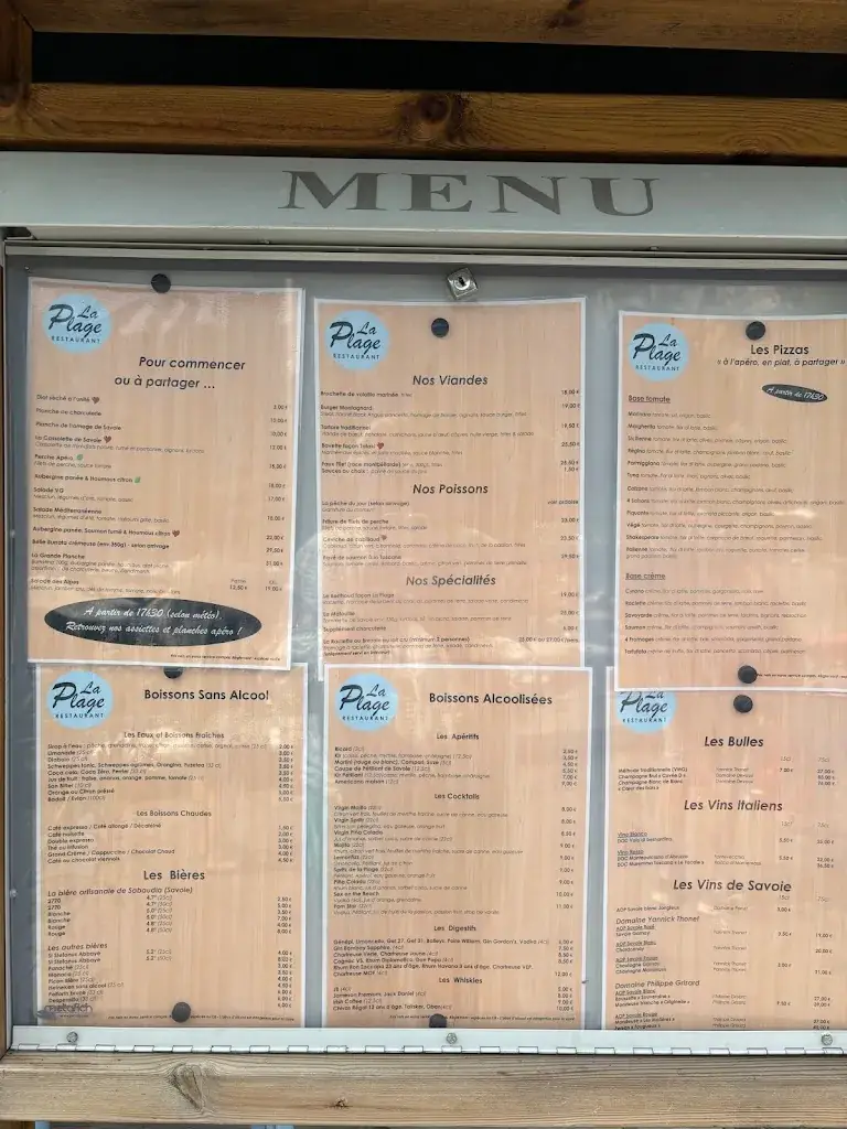 Menu_Bar Restaurant de la Plage_Chindrieux_immagine_2