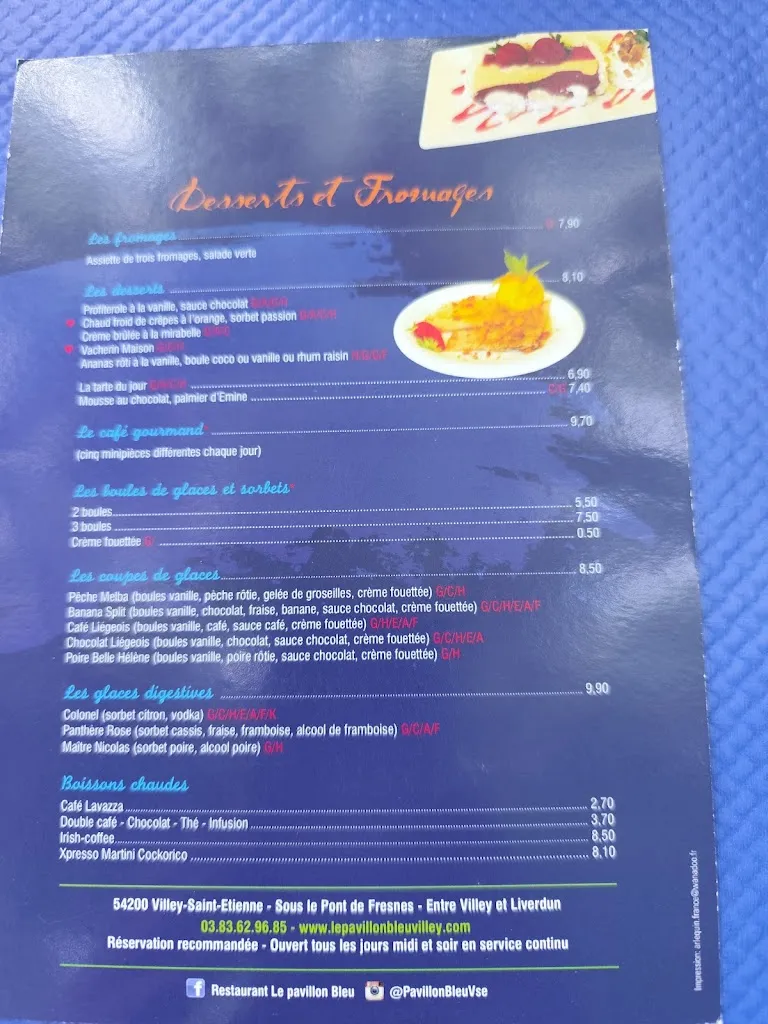 Menu_Restaurant Le Pavillon Bleu_Villey-Saint-Étienne_image_1