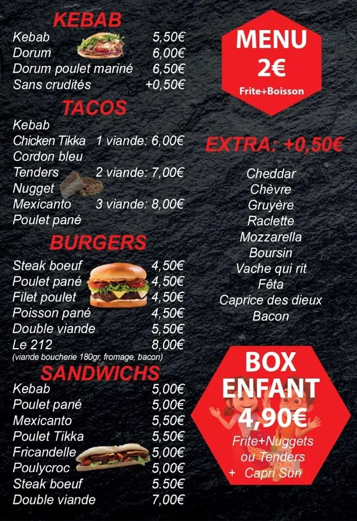 Menu_Le 212 Tacos-Burger-Pizza-Kebab-Friterie_Vireux-Molhain_immagine_4