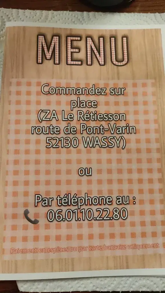 Menu_Restaurant Chez Sébastien _Wassy_image_1