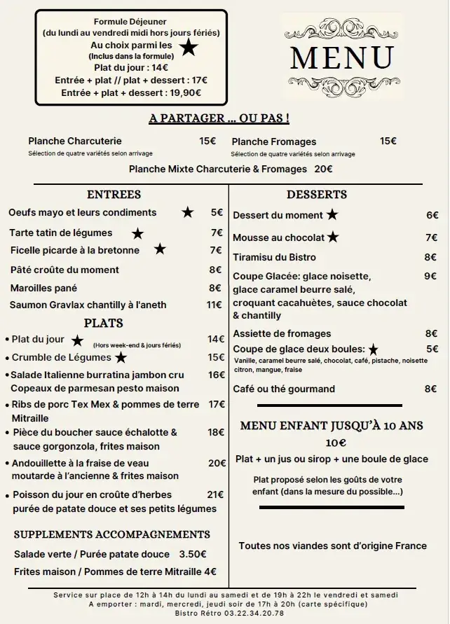 Menu_RESTAURANT BISTRO RETRO_Ailly-sur-Noye_image_1
