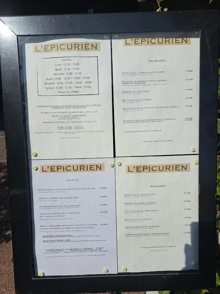 Menu_L'Épicurien_Arras_immagine_1