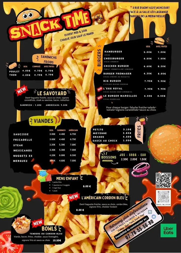 Menu_Friterie Snack time Achicourt_Achicourt_image_1