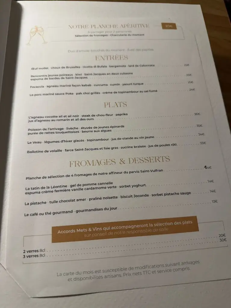 Menu_La Léontine « Maison de Passion »_Abbeville_image_1