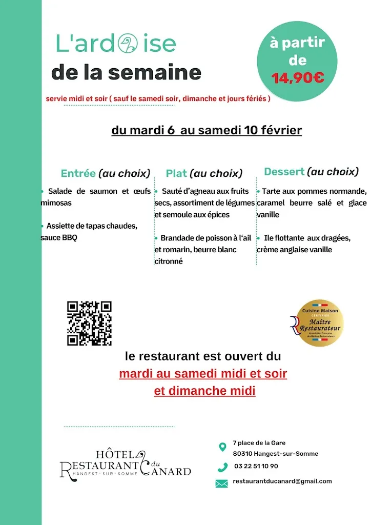 Menu_Logis - Hôtel Restaurant du Canard_Hangest-sur-Somme_immagine_2