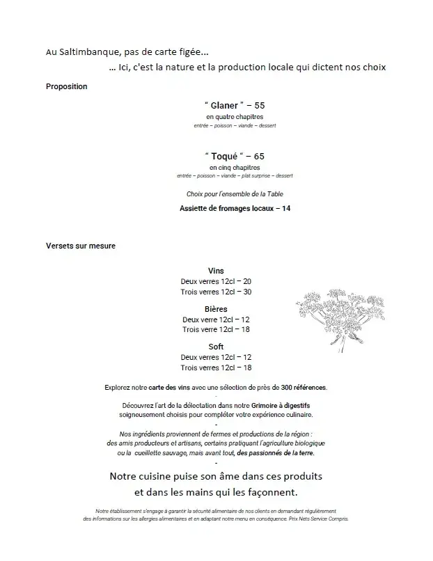 Menu_Le Saltimbanque - Auberge Restaurant - Sébastien Porquet_Eaucourt-sur-Somme_image_1