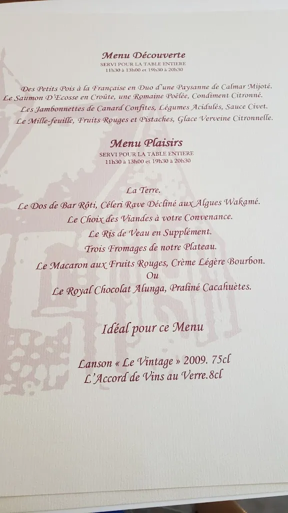 Menü_La Grange de Belle Eglise_Belle-Église_Bild_2