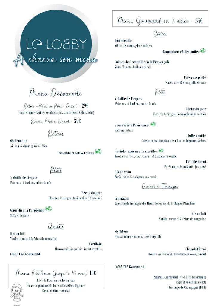 Menu_Le Lobby - Les Marissons_Amiens_image_2